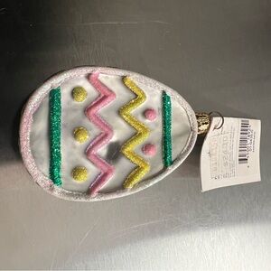 New with Tags Christopher Radko Flat Easter Egg Blown Glass Ornament